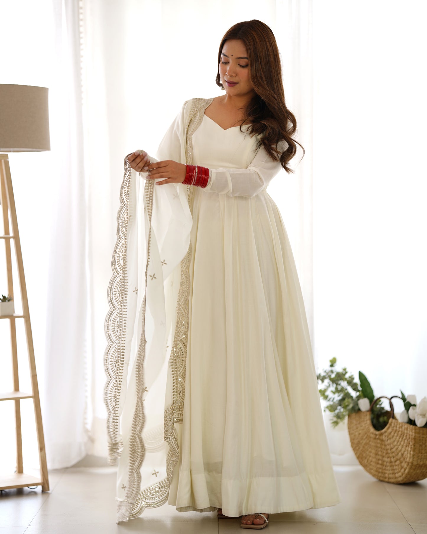PURE ROMANSILK CHANDERI FULLY FLAIR ANARKALI SET