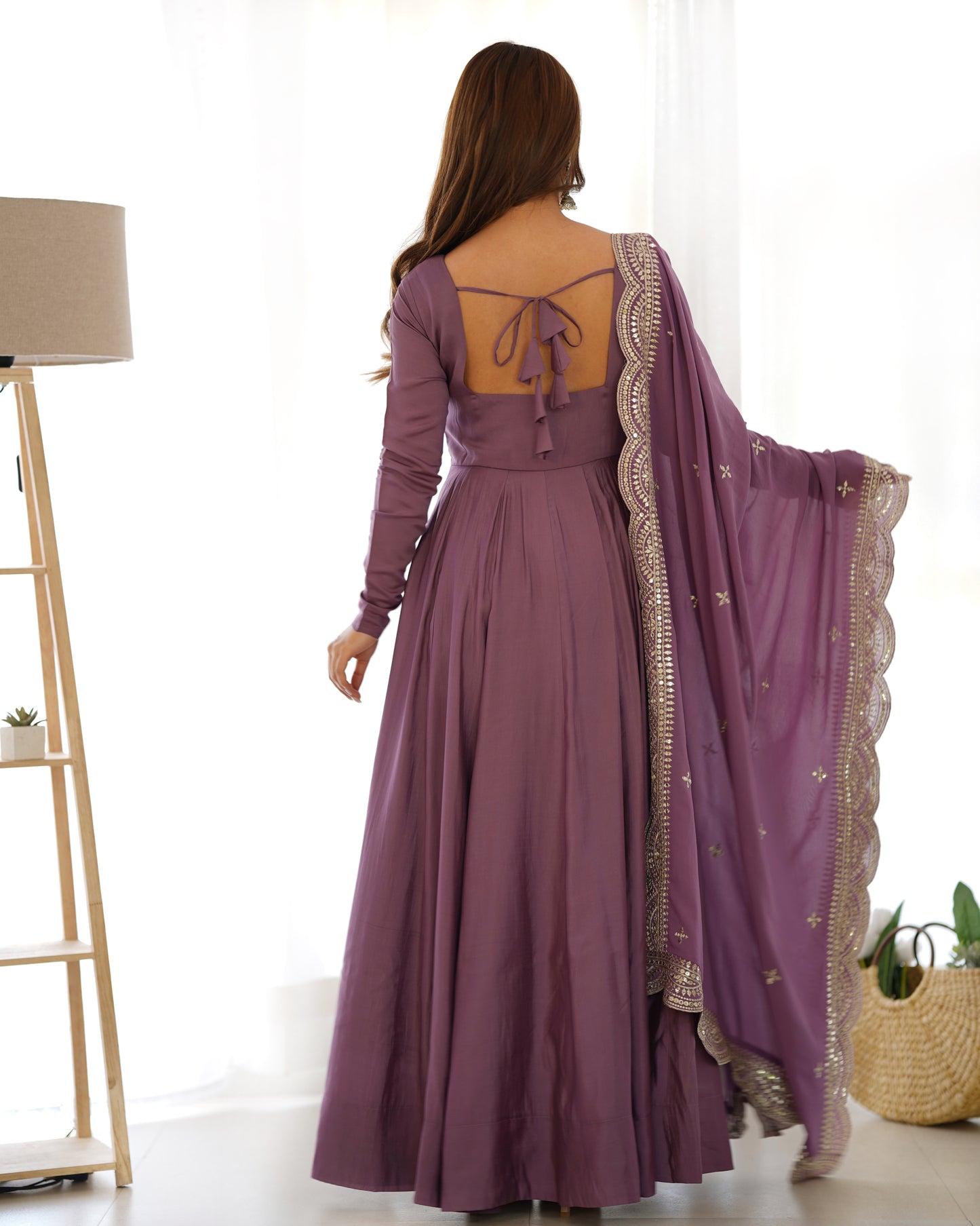 PURE ROMANSILK CHANDERI FULLY FLAIR ANARKALI SET