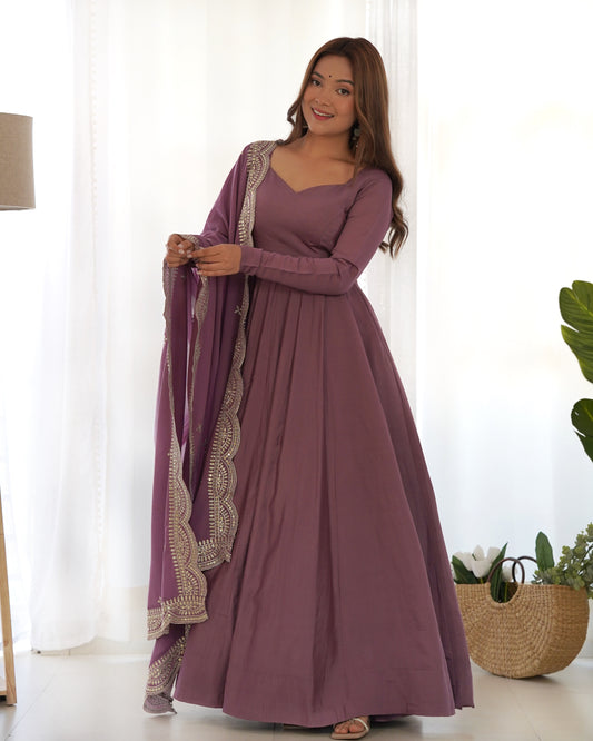 PURE ROMANSILK CHANDERI FULLY FLAIR ANARKALI SET