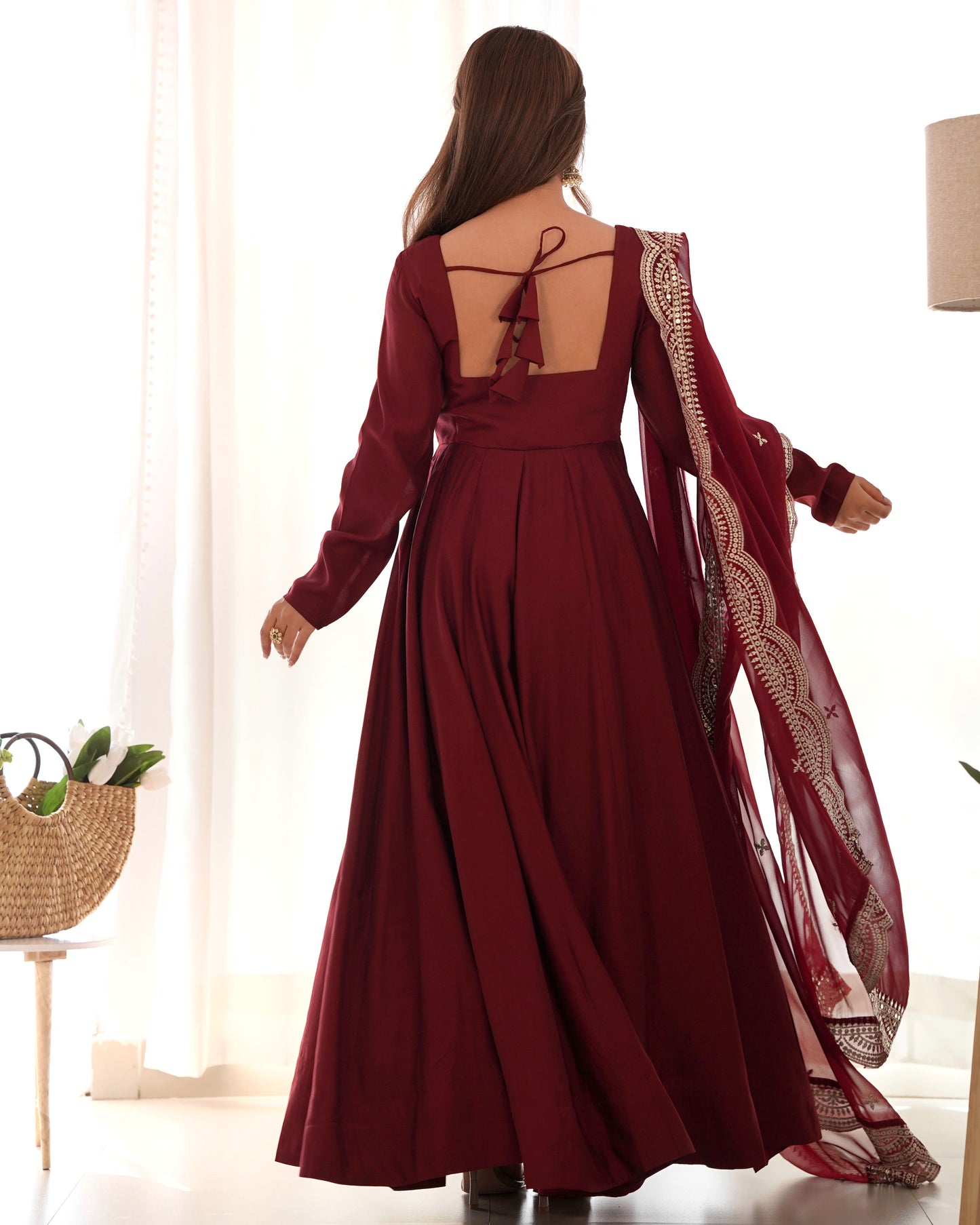 PURE ROMANSILK CHANDERI FULLY FLAIR ANARKALI SET