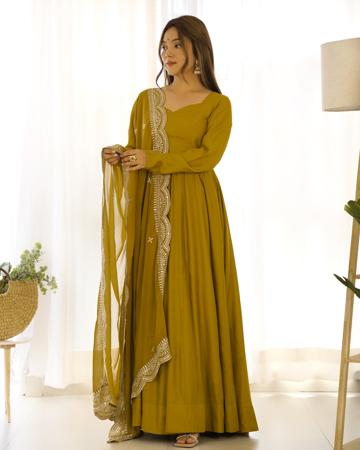 PURE ROMANSILK CHANDERI FULLY FLAIR ANARKALI SET