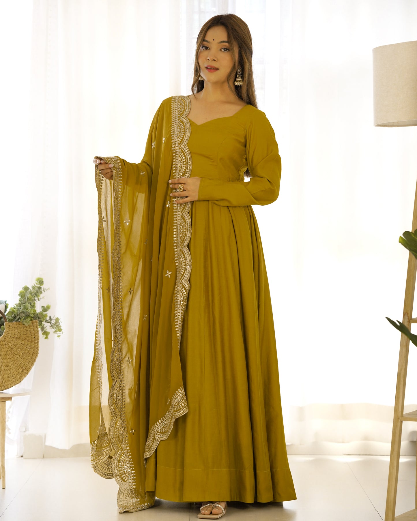 PURE ROMANSILK CHANDERI FULLY FLAIR ANARKALI SET