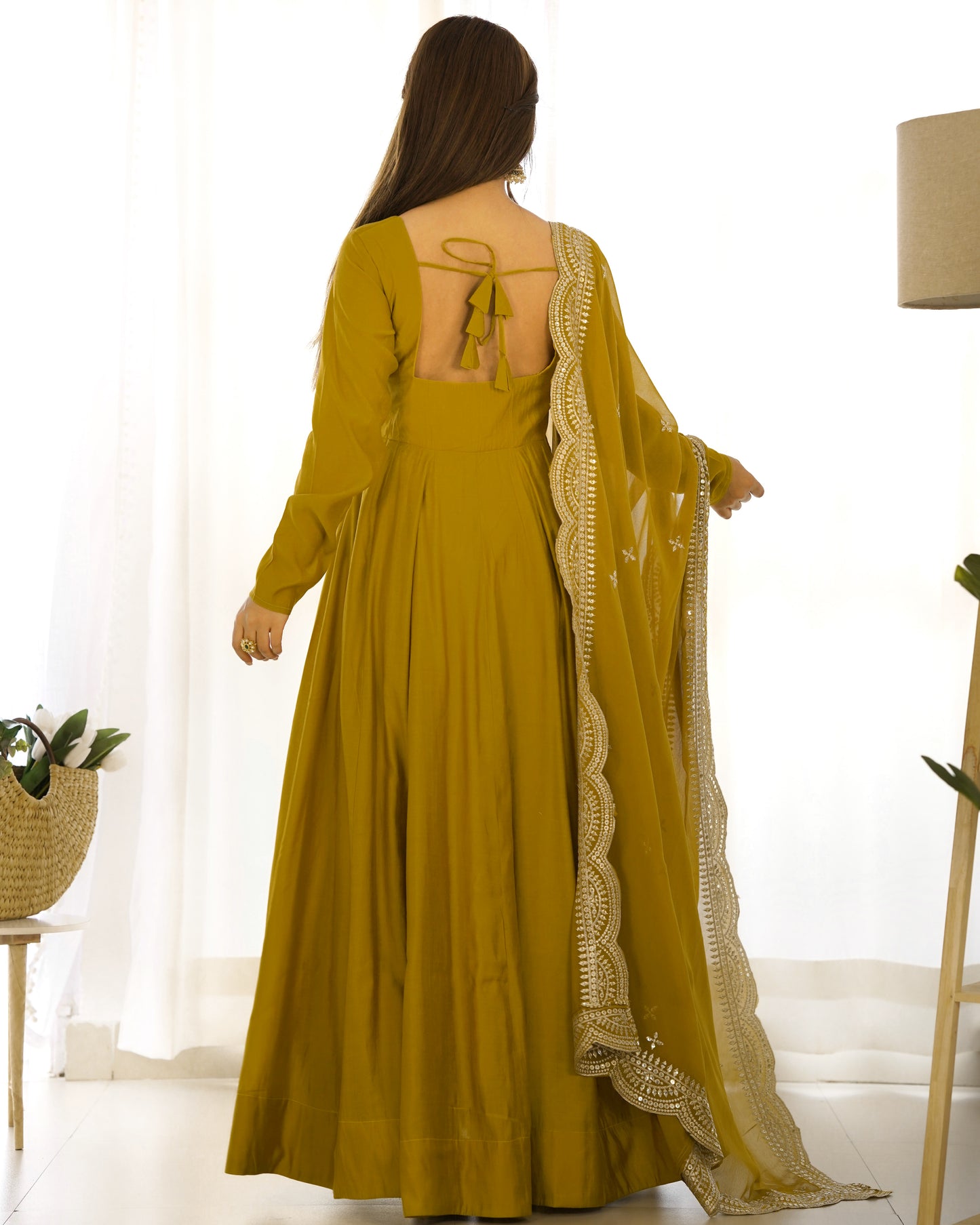 PURE ROMANSILK CHANDERI FULLY FLAIR ANARKALI SET