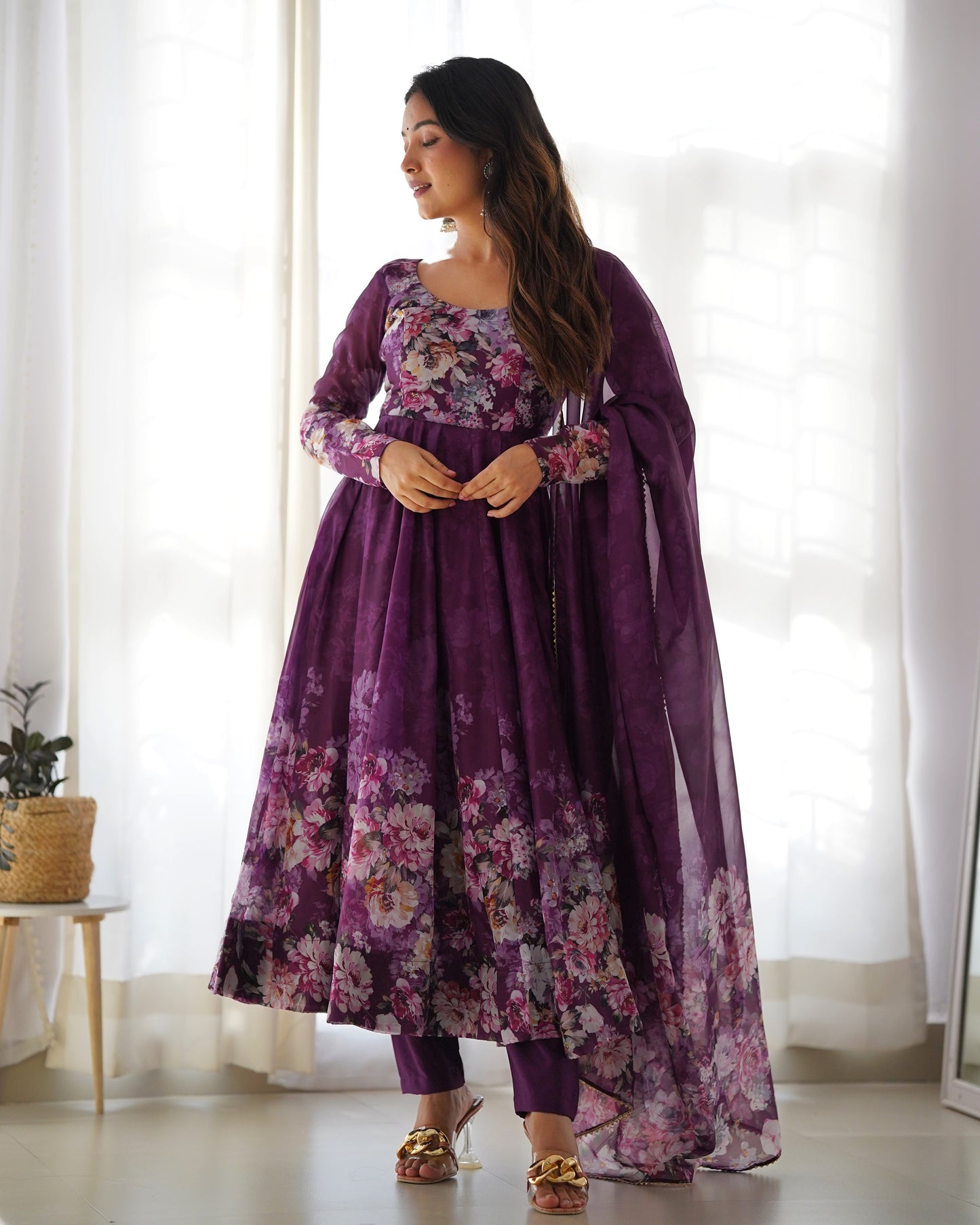 PURE SOFT ORGANJA SILK FLAIR KALI ANARKALI SET