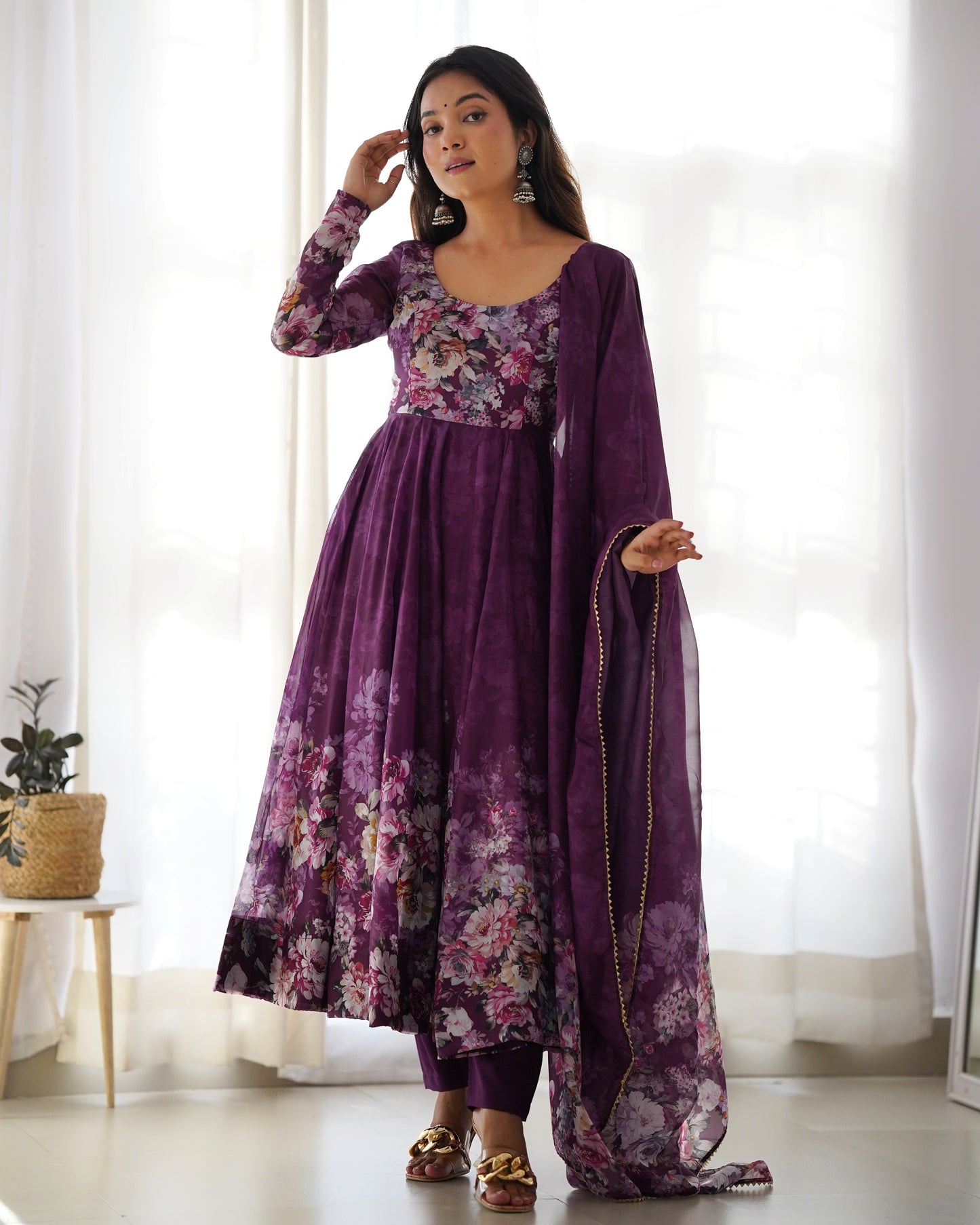 PURE SOFT ORGANJA SILK FLAIR KALI ANARKALI SET