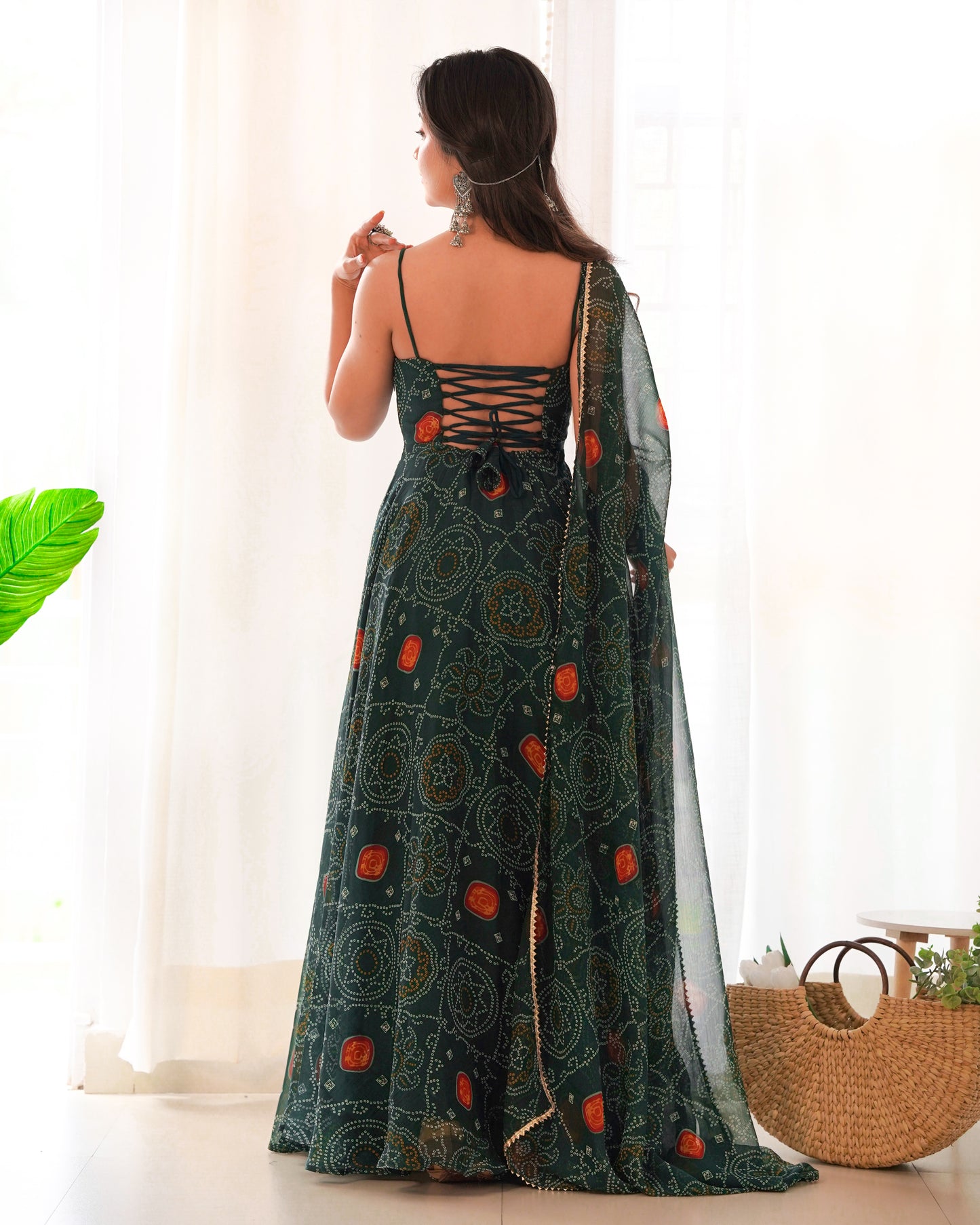 NEW DESIGNER PURE SOFT CHIFFON BANDHEJ FULLY FLAIR GOWN