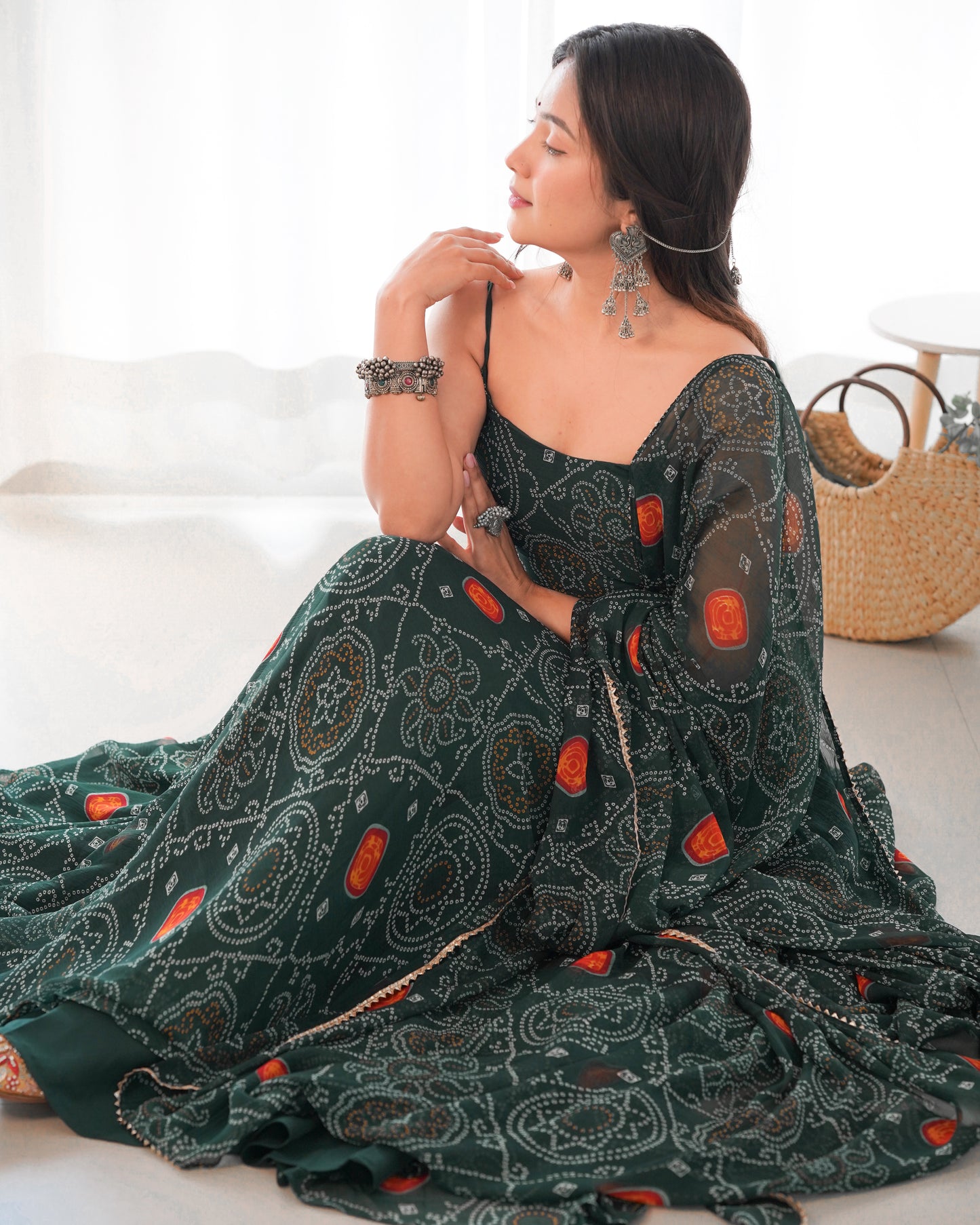 NEW DESIGNER PURE SOFT CHIFFON BANDHEJ FULLY FLAIR GOWN