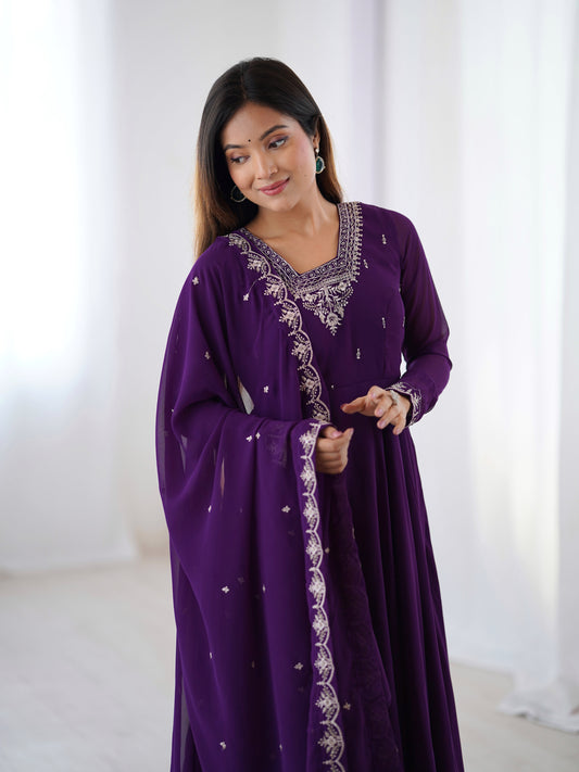 Regal Heavy Fox Georgette Anarkali Set with Dupatta & Pant