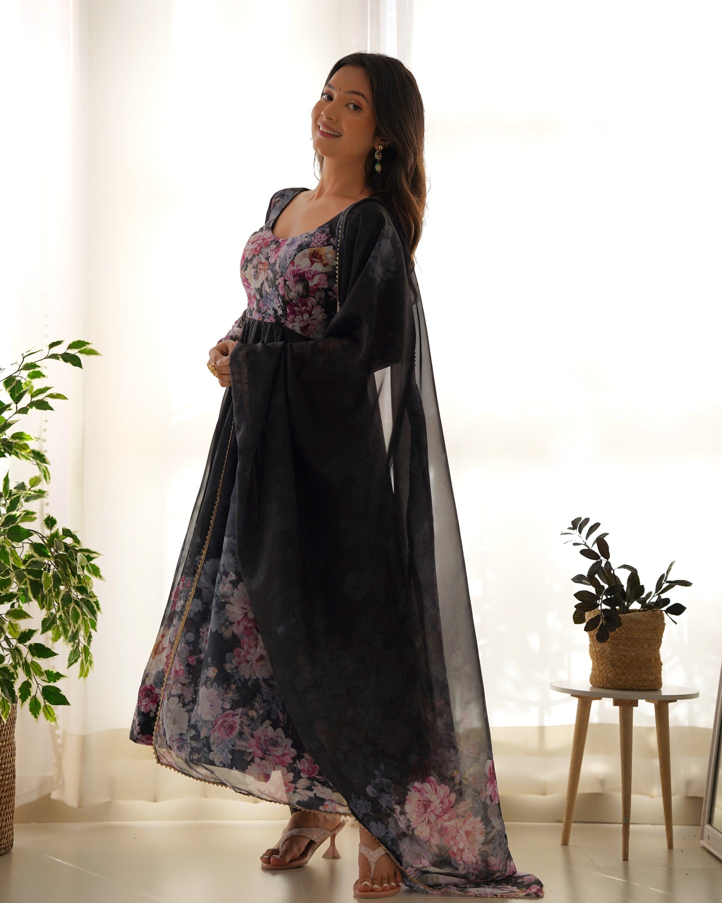 PURE SOFT ORGANJA SILK FLAIR KALI ANARKALI SET