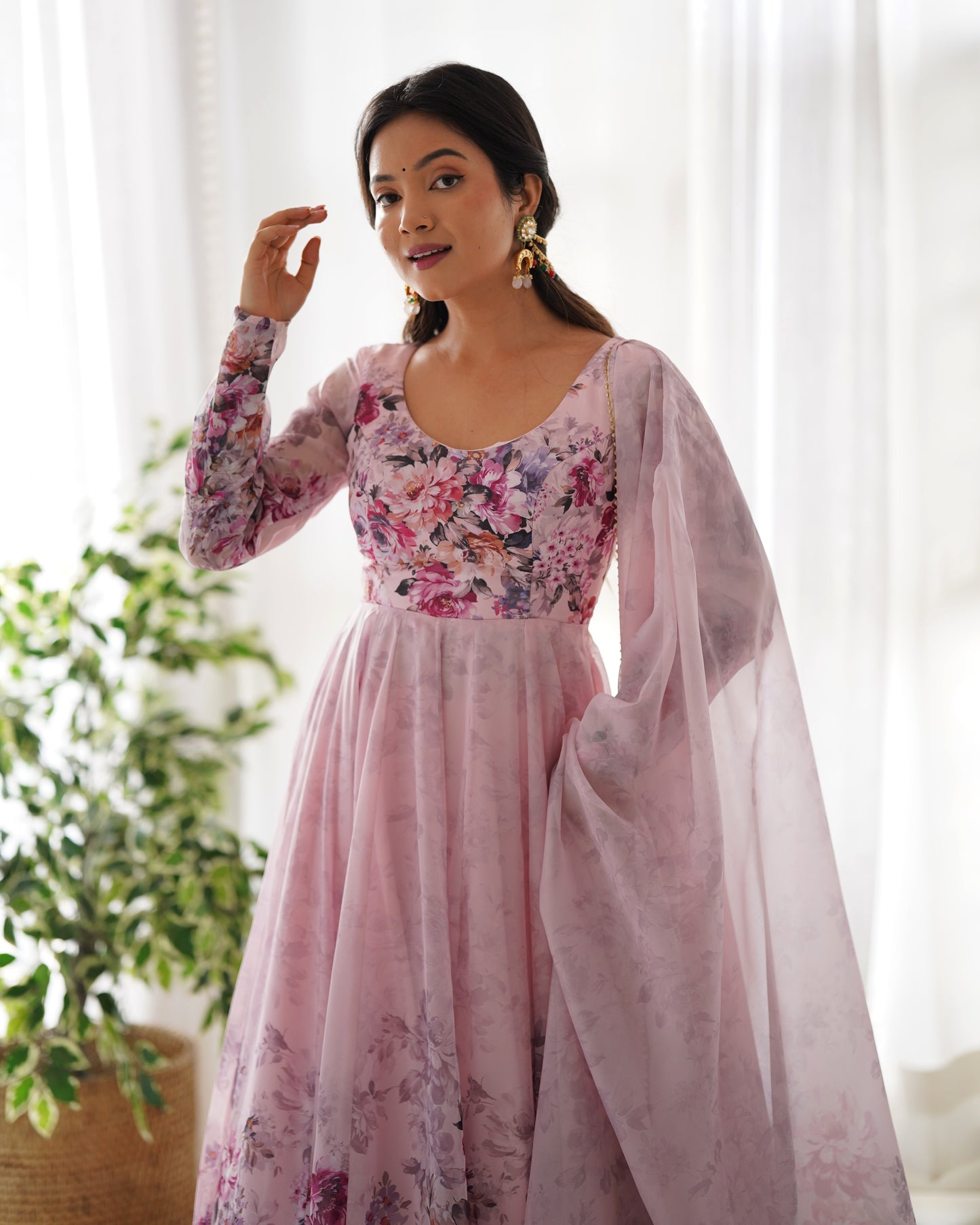 PURE SOFT ORGANJA SILK FLAIR KALI ANARKALI SET