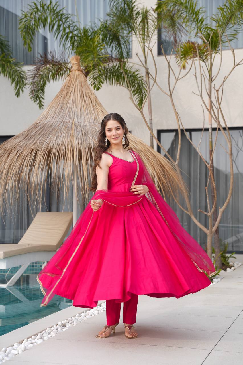 Elegant Marble Print Anarkali Set with Dupatta