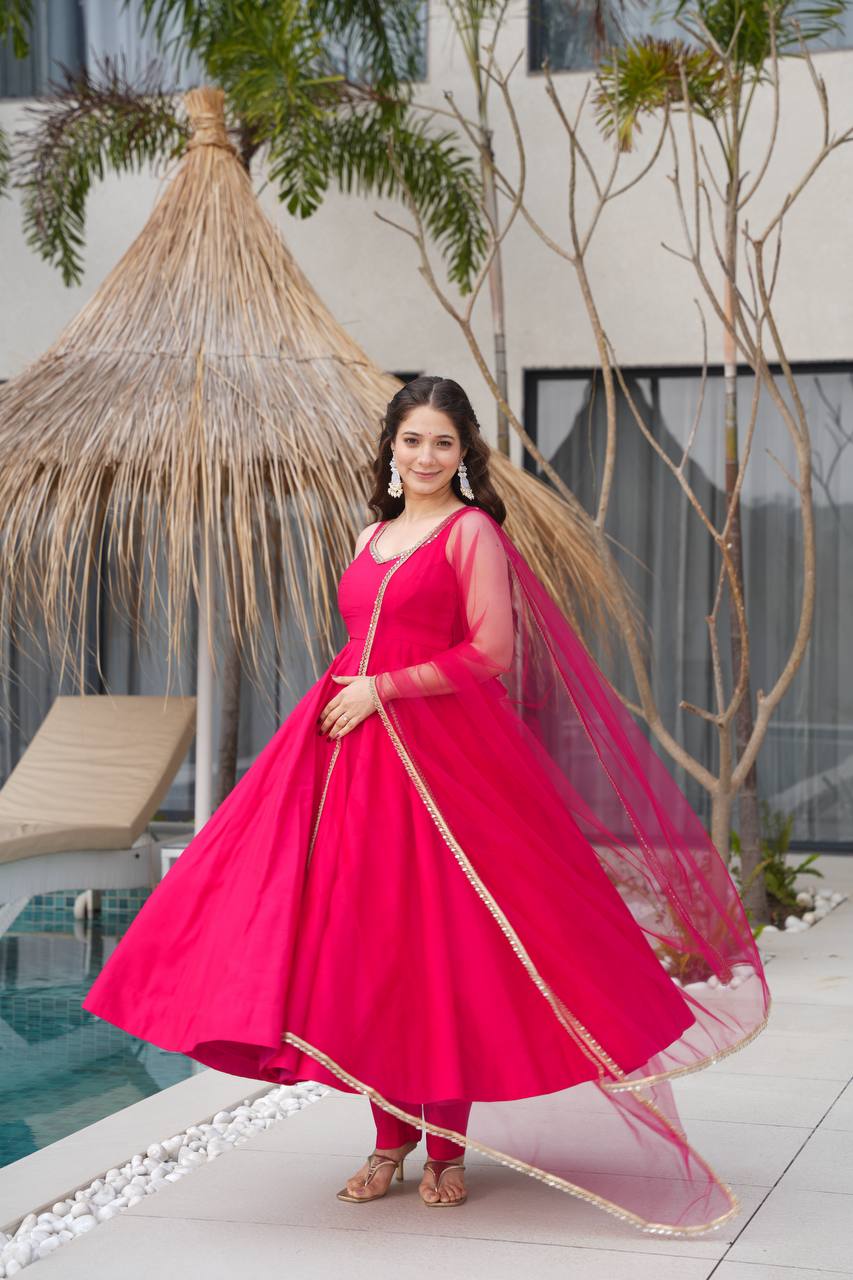 Elegant Marble Print Anarkali Set with Dupatta