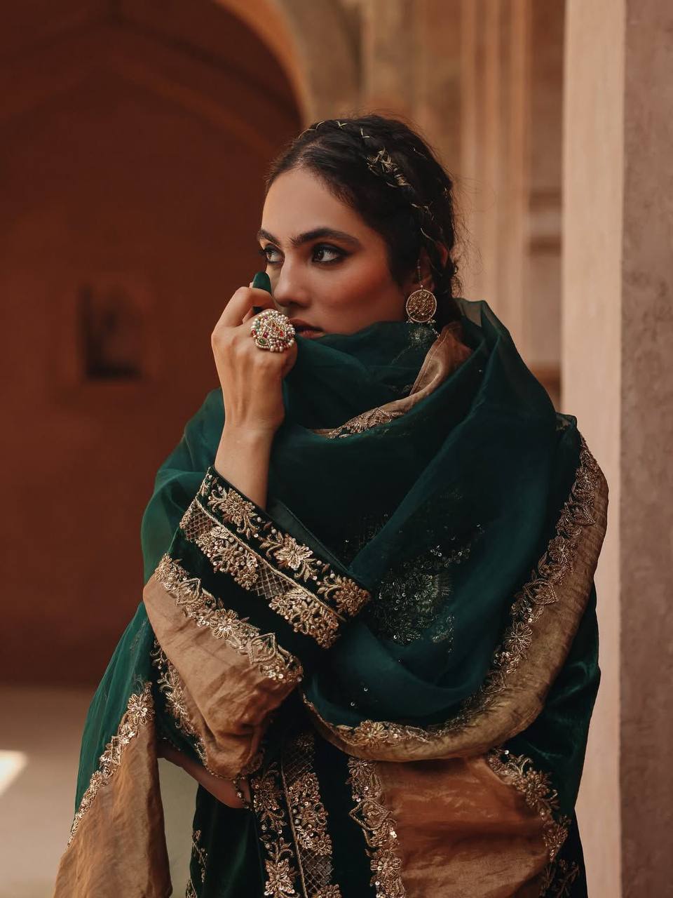 Velvet & Crape Silk Sequence Embroidered Suit Set