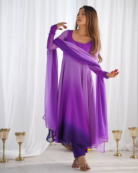 Trendy Pure Soft Fox Georgette Colorful Anarkali Set with Dupatta