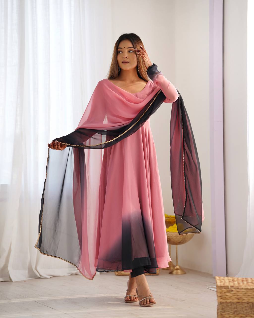 Trendy Pure Soft Fox Georgette Colorful Anarkali Set with Dupatta