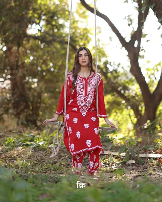 Elegant Reyon Embroidered Suit Set