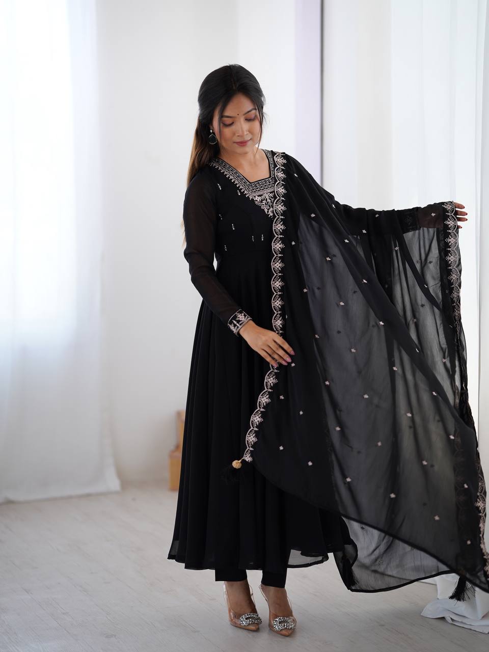 Regal Heavy Fox Georgette Anarkali Set with Dupatta & Pant