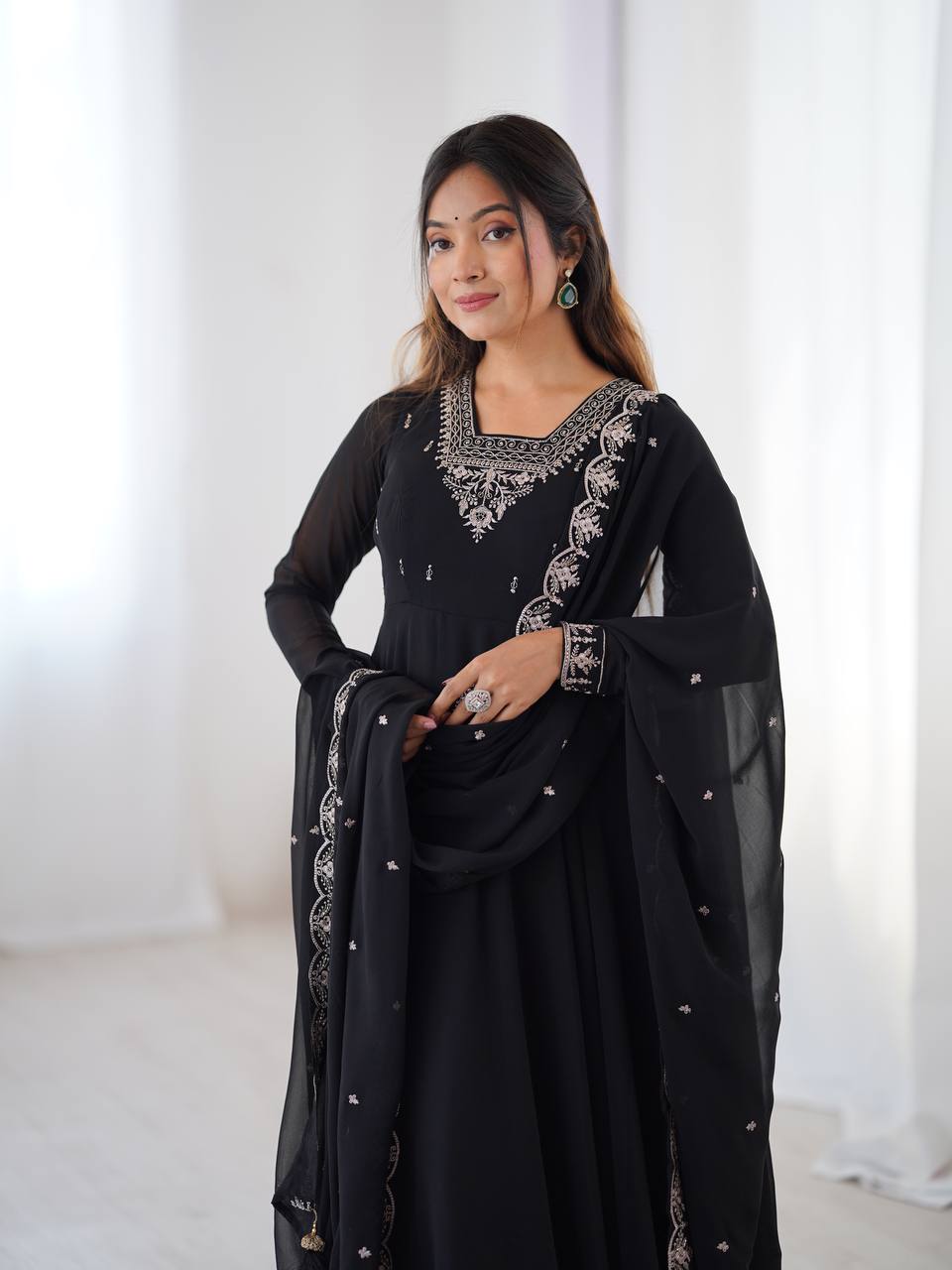 Regal Heavy Fox Georgette Anarkali Set with Dupatta & Pant