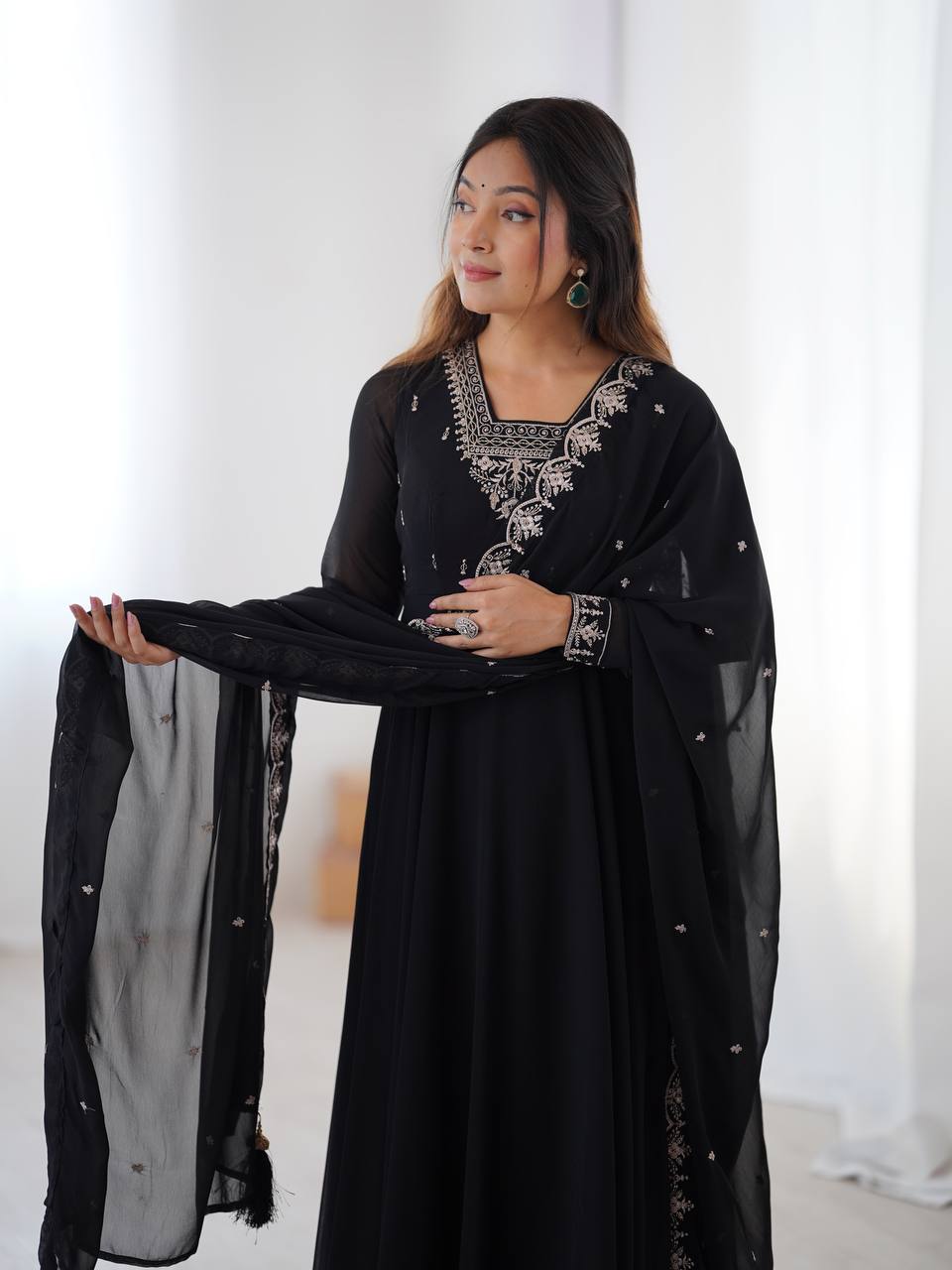 Regal Heavy Fox Georgette Anarkali Set with Dupatta & Pant