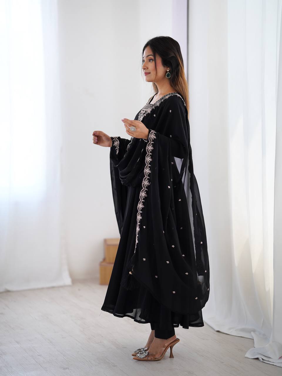 Regal Heavy Fox Georgette Anarkali Set with Dupatta & Pant