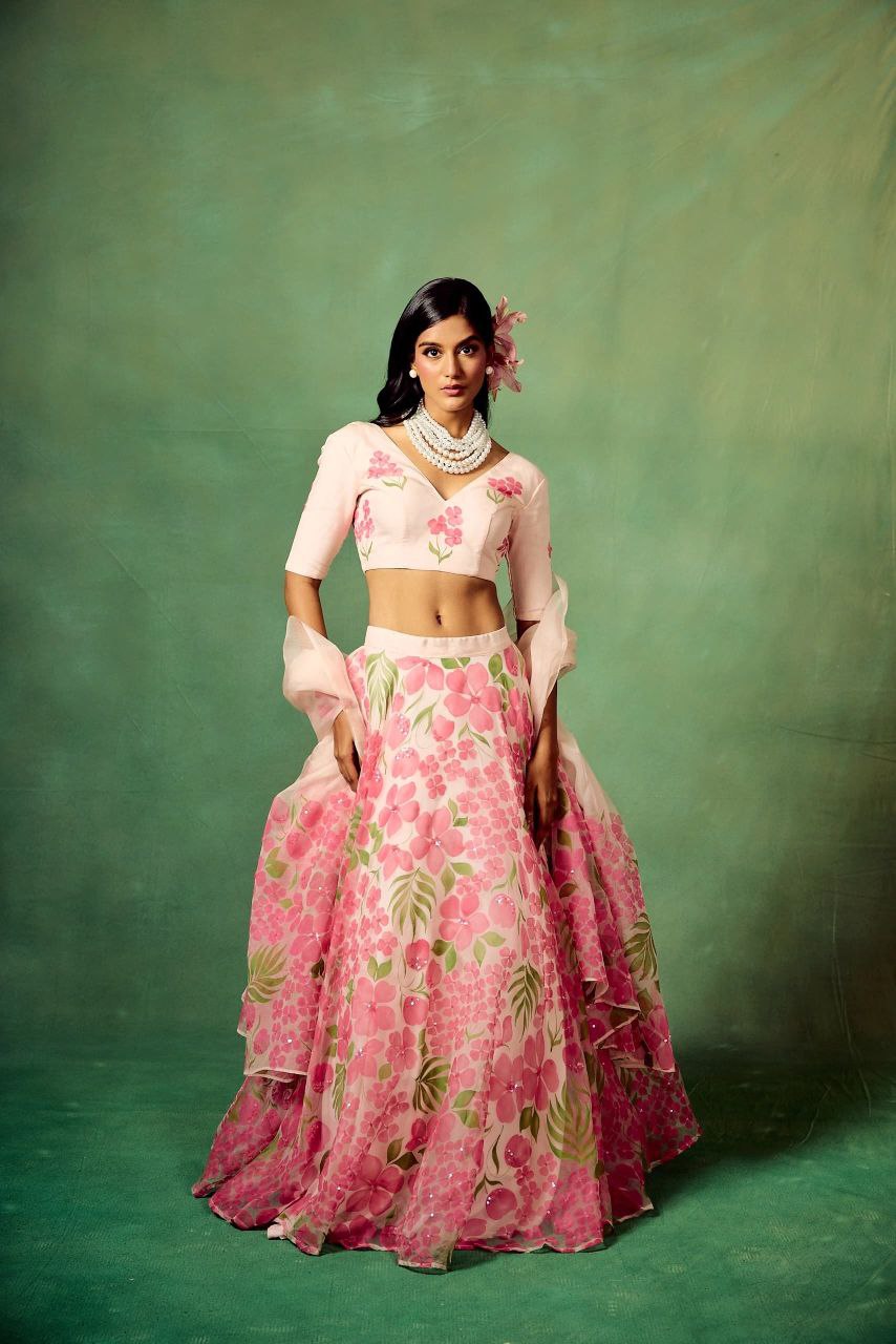 Bloom in Elegance – Premium Floral Print Lehenga Set