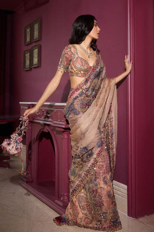Luxury Butterfly Net Saree with Dual Side Sequence Blouse