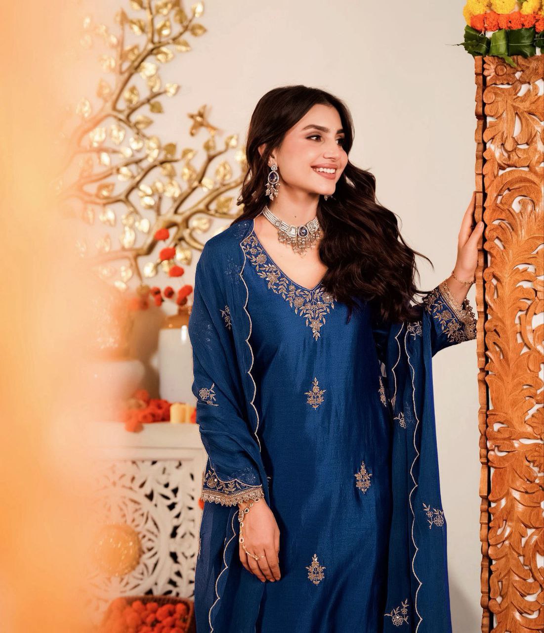 Premium Designer Kurta Pant Set with Embroidered Dupatta