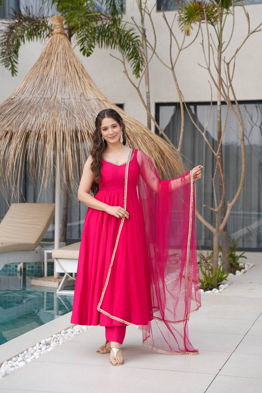 Elegant Marble Print Anarkali Set with Dupatta