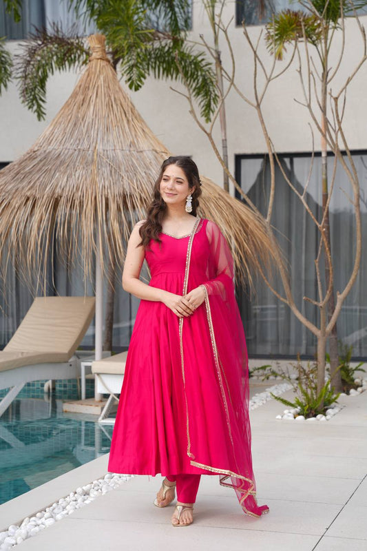 Elegant Marble Print Anarkali Set with Dupatta