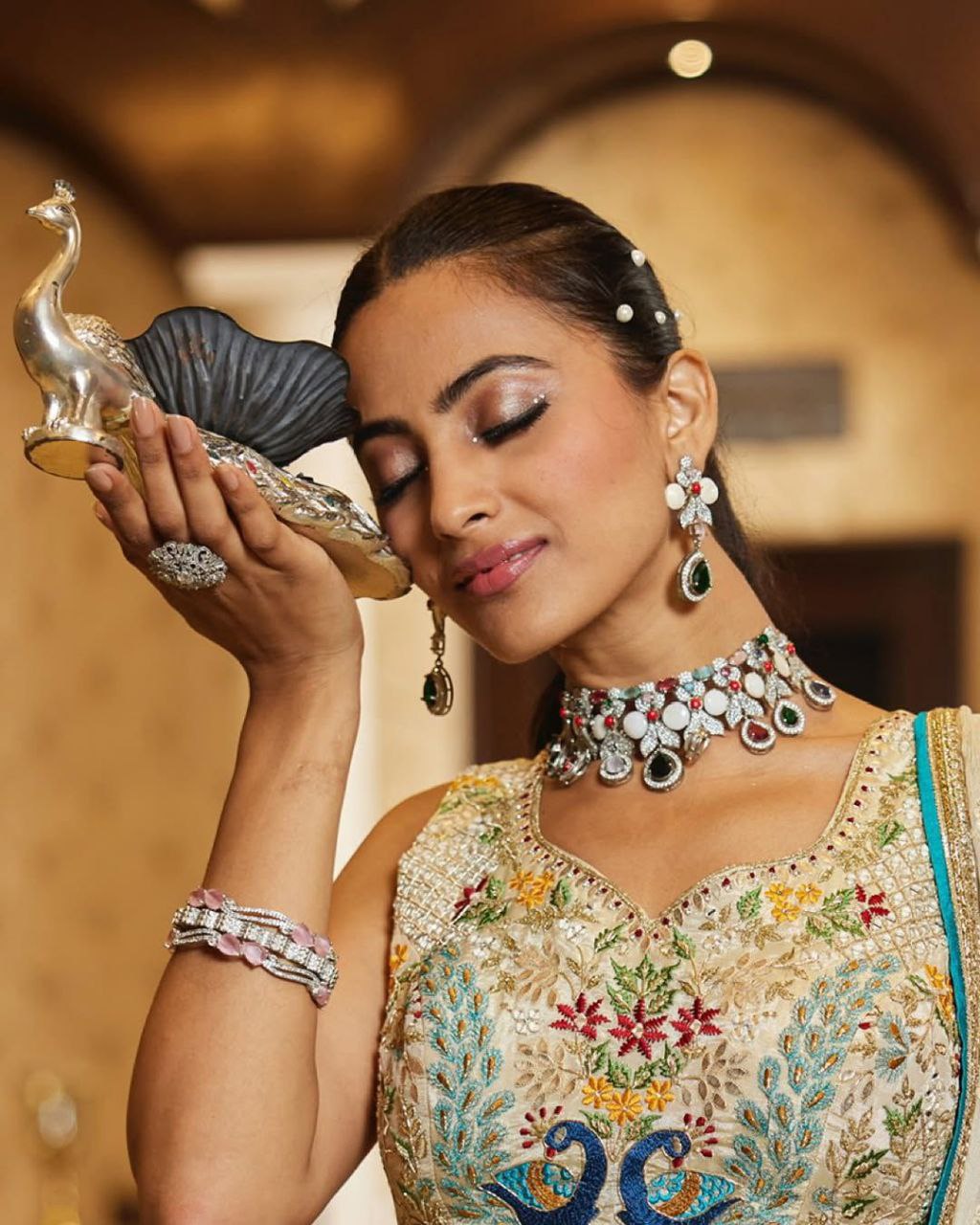 Regal Radiance – Premium Chinon Silk Lehenga Set