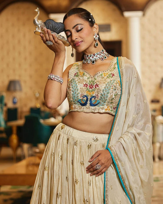 Regal Radiance – Premium Chinon Silk Lehenga Set