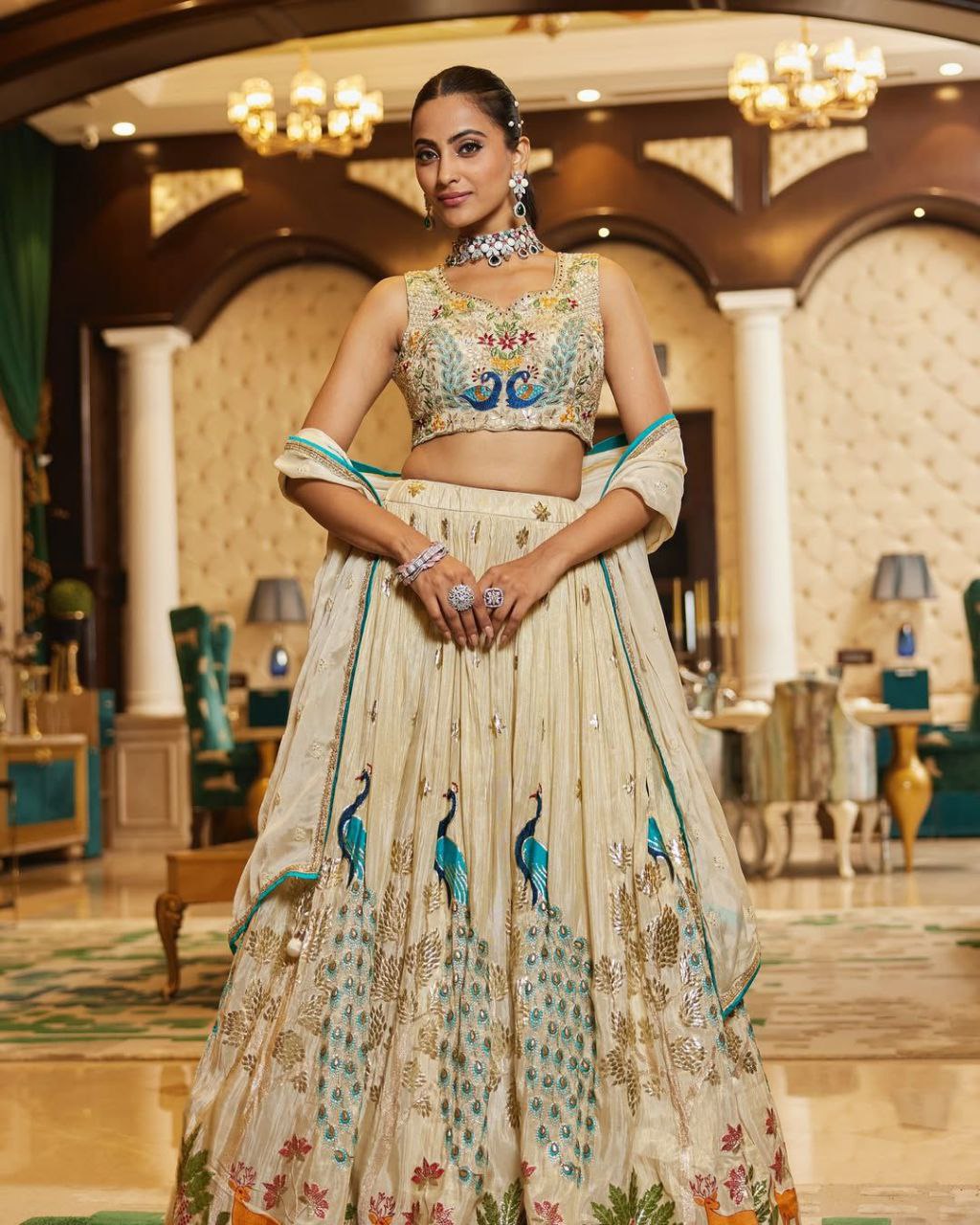 Regal Radiance – Premium Chinon Silk Lehenga Set