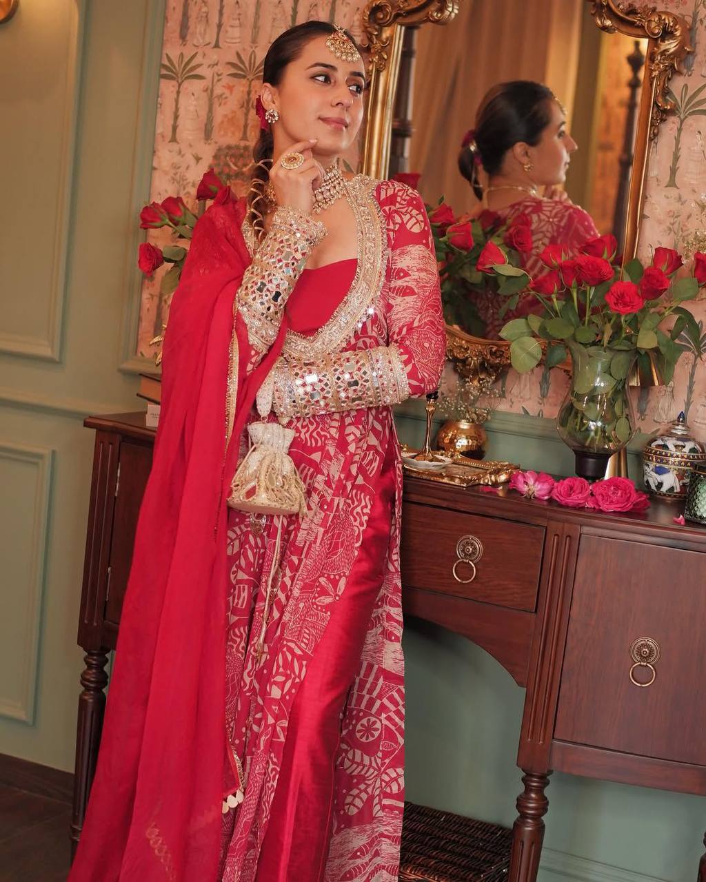 NEW TRENDY FOUR PIECE INDO WESTERN TOP BOTTOM BLOUSE WITH DUPATTA IN EMBROIDERED WORK