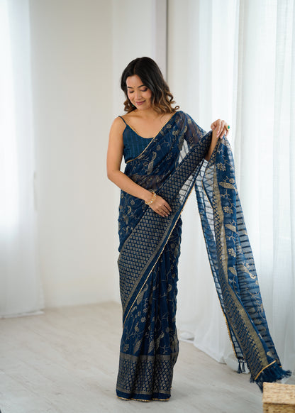 Elegant Georgette Silk Saree