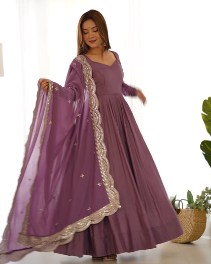 PURE ROMANSILK CHANDERI FULLY FLAIR ANARKALI SET