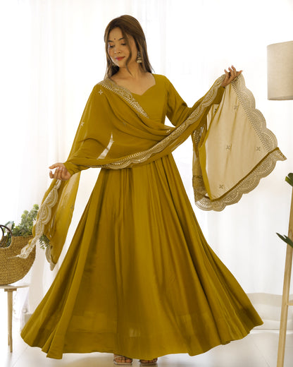 PURE ROMANSILK CHANDERI FULLY FLAIR ANARKALI SET