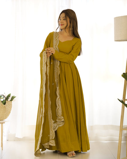PURE ROMANSILK CHANDERI FULLY FLAIR ANARKALI SET