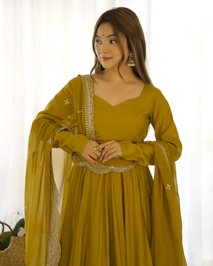 PURE ROMANSILK CHANDERI FULLY FLAIR ANARKALI SET