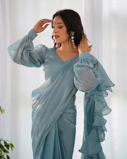 Premium Ready-to-Wear Predraped Ruffle Saree Set