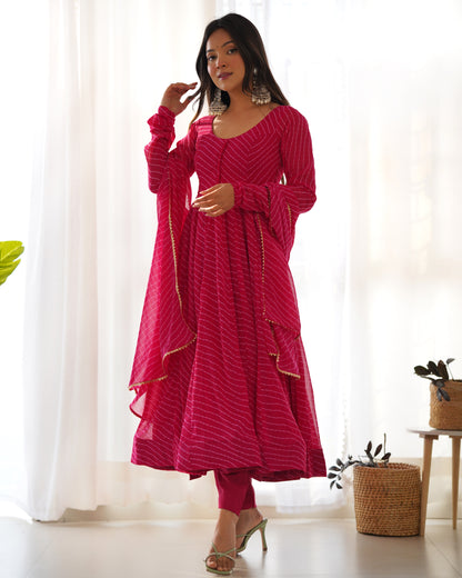 PURE FOX GEORGETTE LAHERIYA PRINT KURTA SET