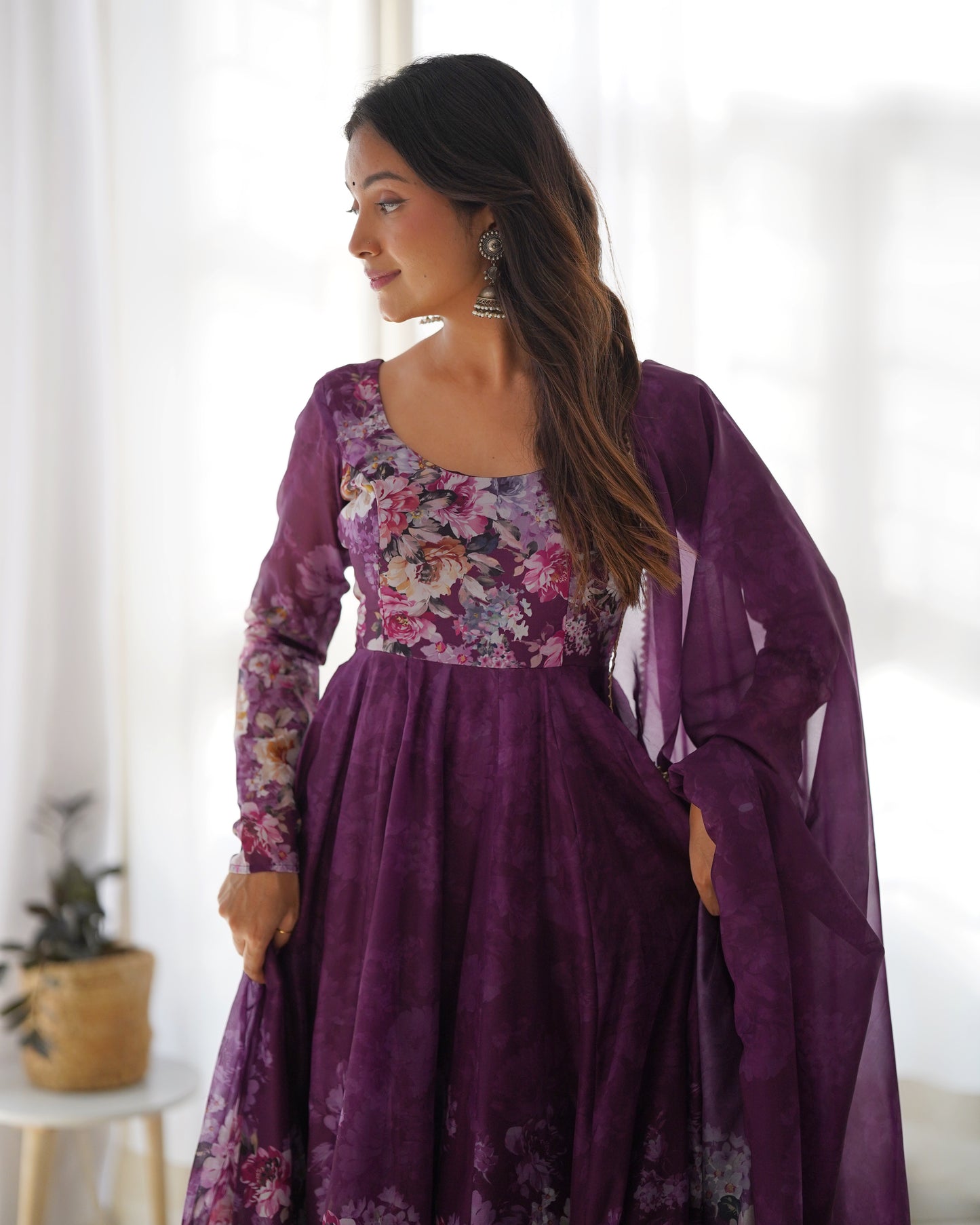 PURE SOFT ORGANJA SILK FLAIR KALI ANARKALI SET