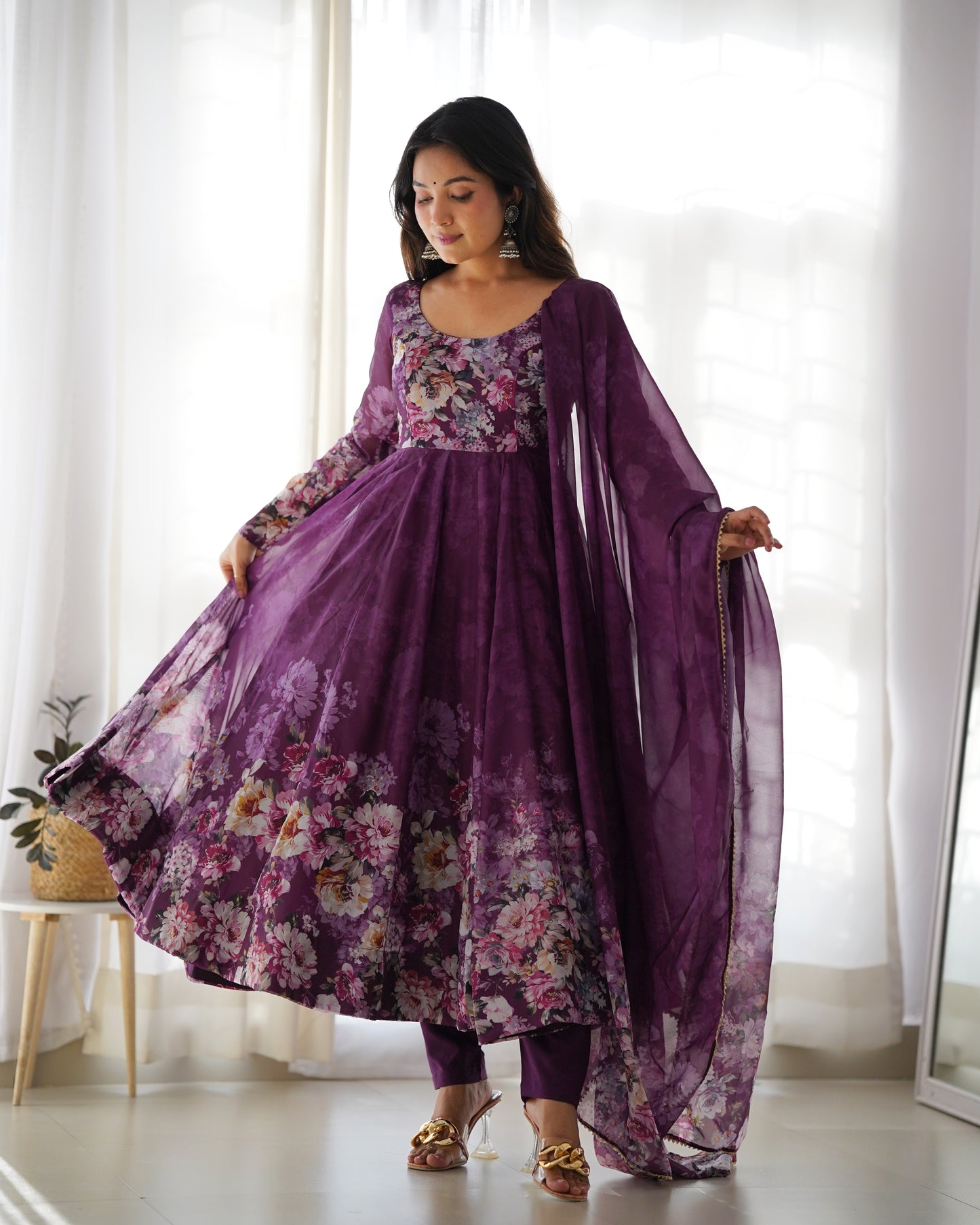 PURE SOFT ORGANJA SILK FLAIR KALI ANARKALI SET