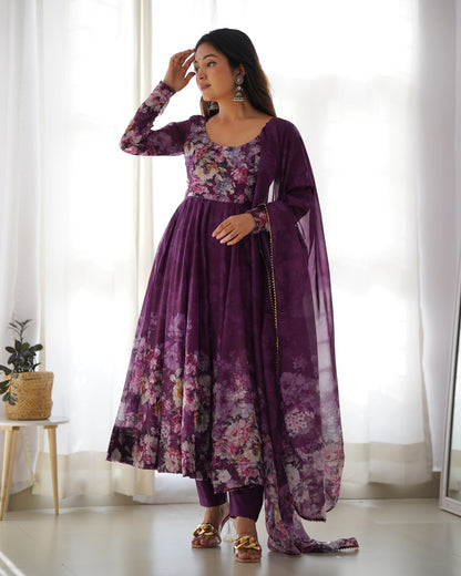 PURE SOFT ORGANJA SILK FLAIR KALI ANARKALI SET