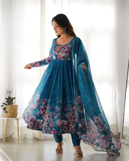PURE SOFT ORGANJA SILK FLAIR KALI ANARKALI SET