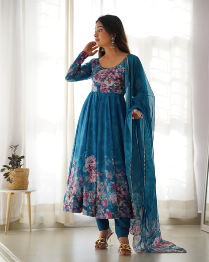PURE SOFT ORGANJA SILK FLAIR KALI ANARKALI SET