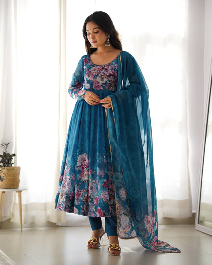PURE SOFT ORGANJA SILK FLAIR KALI ANARKALI SET