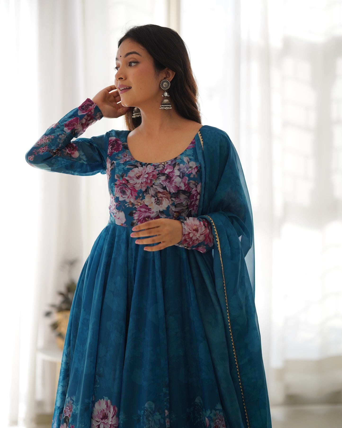 PURE SOFT ORGANJA SILK FLAIR KALI ANARKALI SET