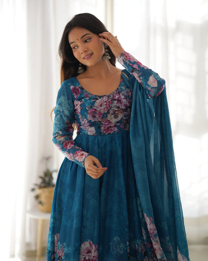 PURE SOFT ORGANJA SILK FLAIR KALI ANARKALI SET