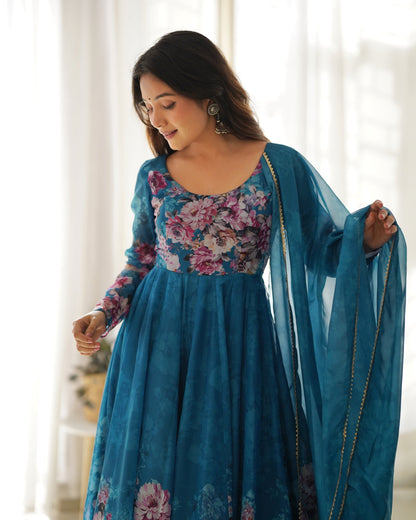 PURE SOFT ORGANJA SILK FLAIR KALI ANARKALI SET