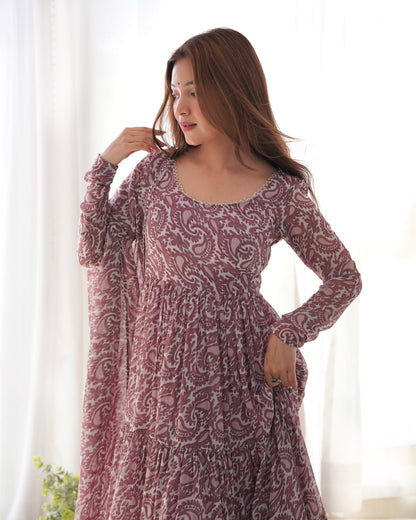 PURE SOFT FOX GEORGETTE PRINT FABRIC FULLY FLAIR ANARKALI SET